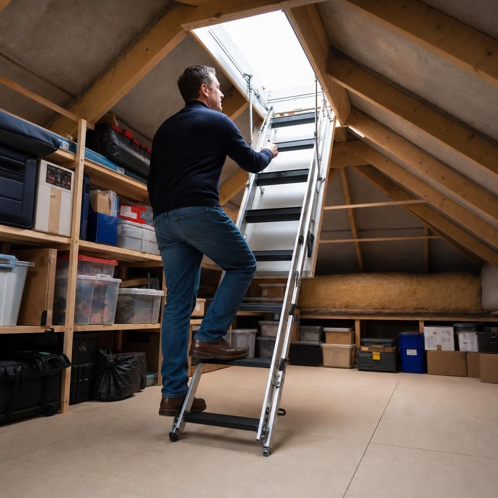 Modern electric loft ladder installed