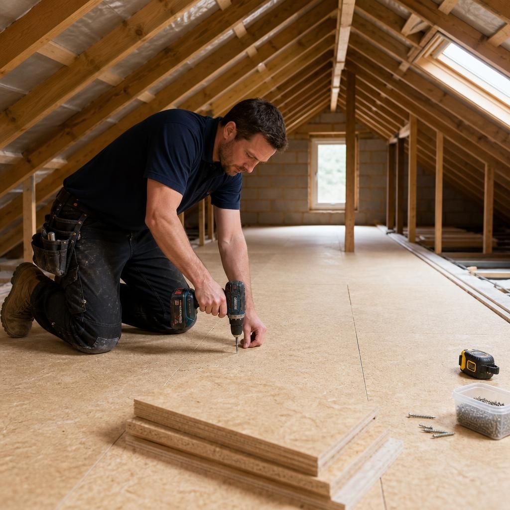 OSB loft flooring panel installation