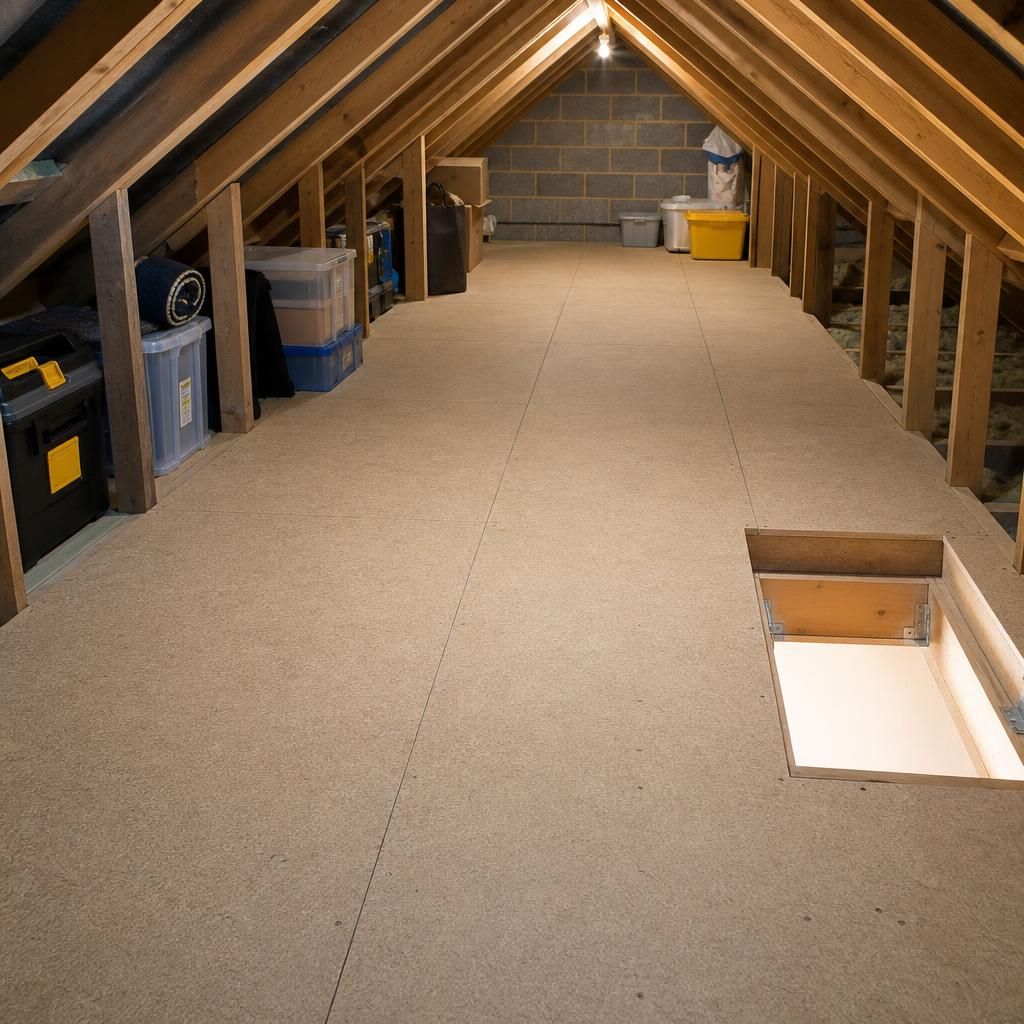 Plywood loft flooring in a pristine loft space