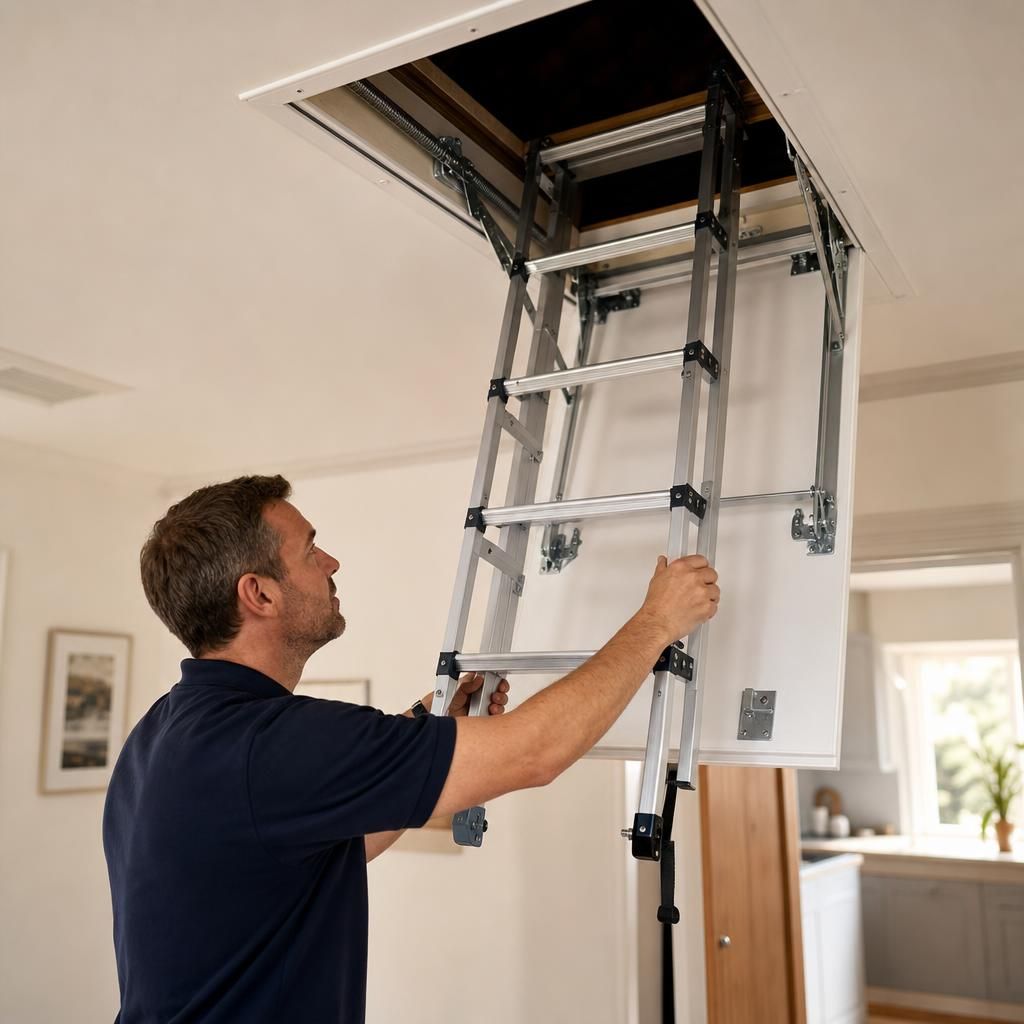 Compact folding loft ladder
