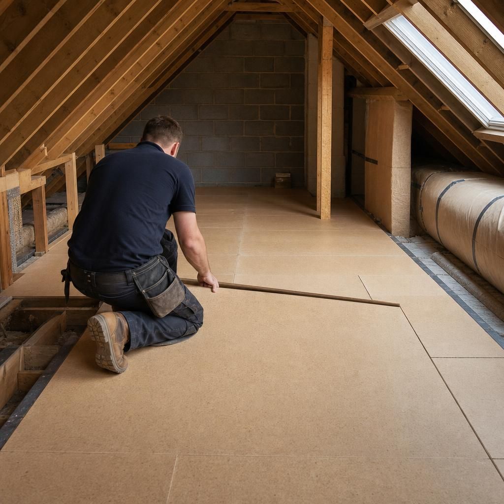 Interlocking loft boards in a loft environment