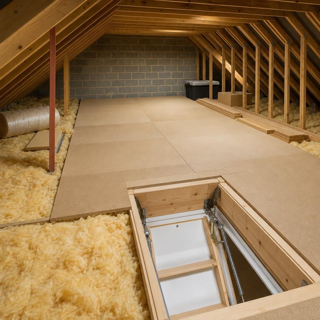 Loft insulation with raised boarding