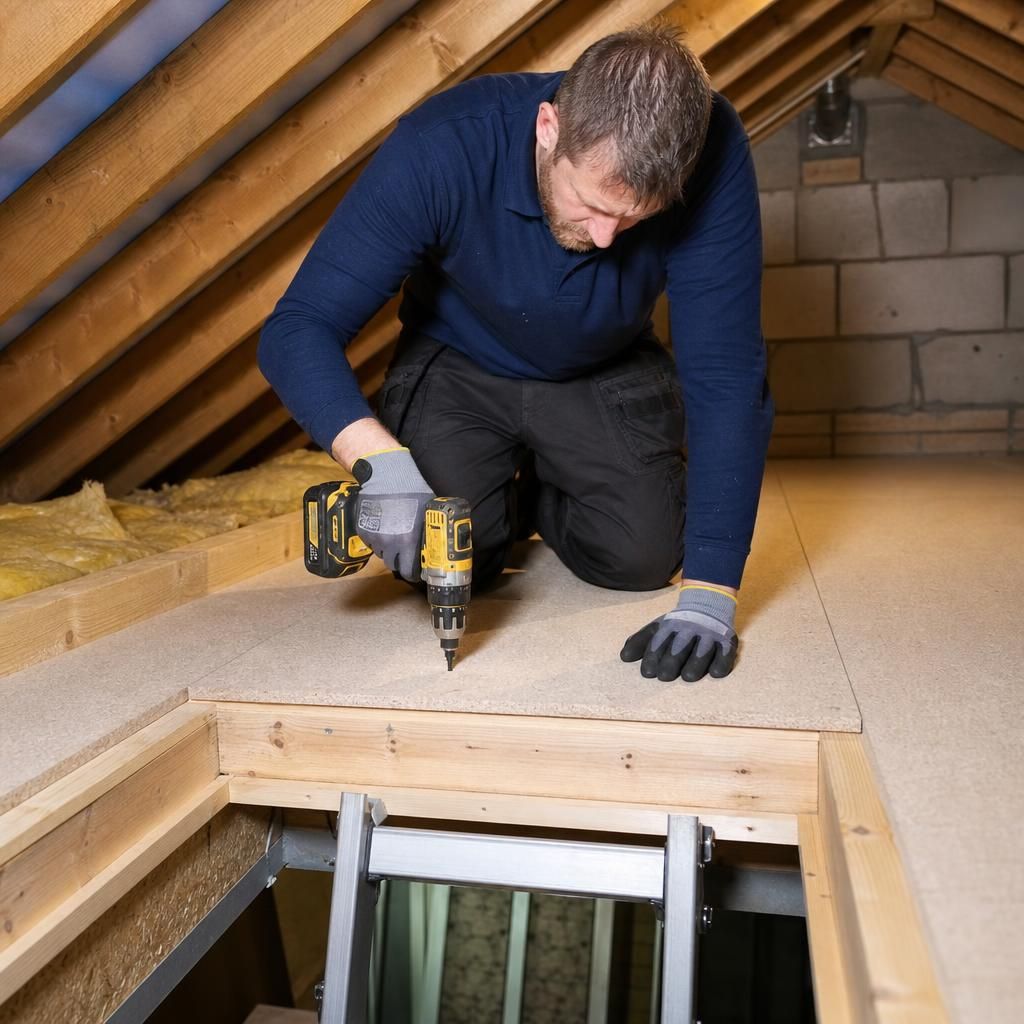 A display of raised loft boarding systems