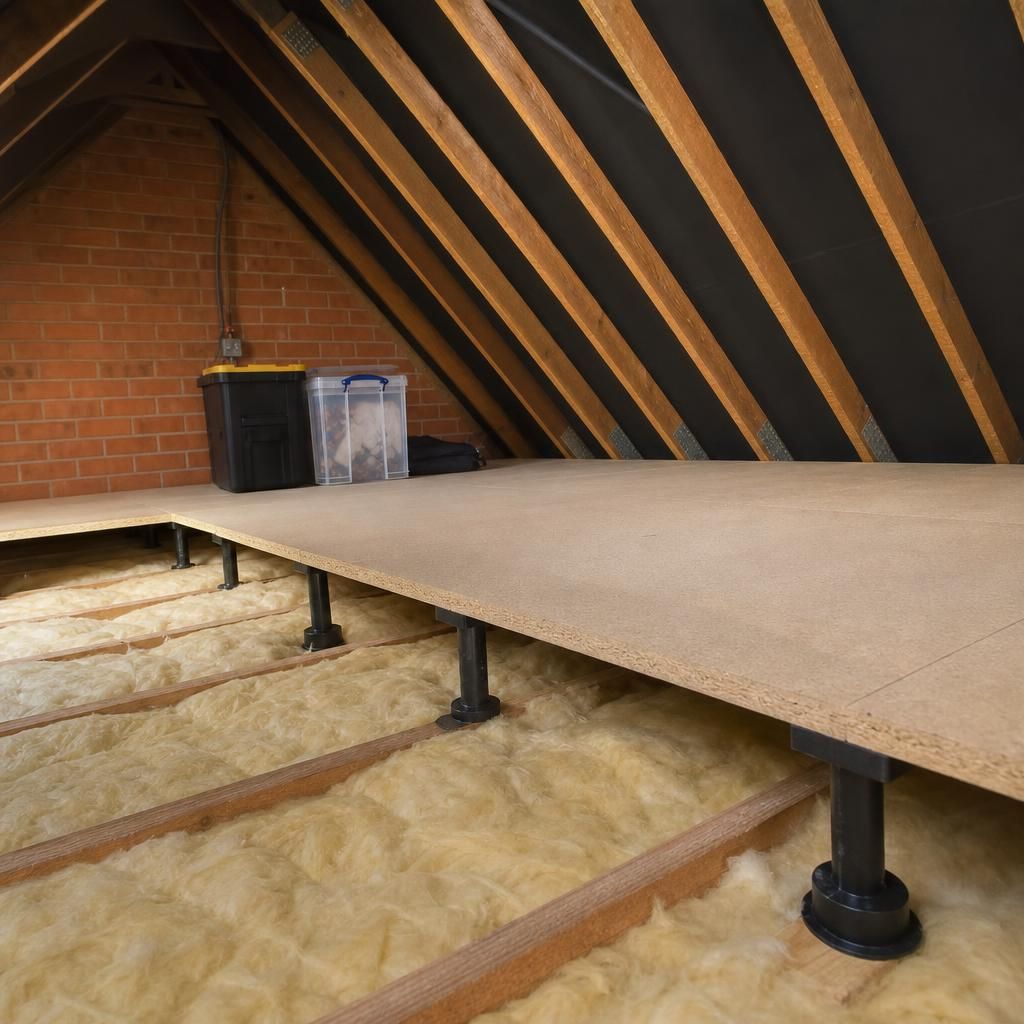 Loft space showing insulation support with Loft Legs