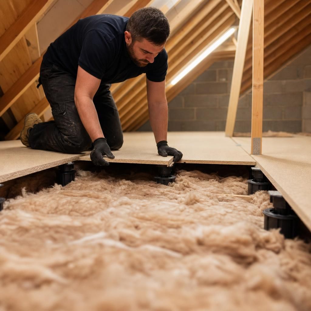 Raised boarding system above insulation