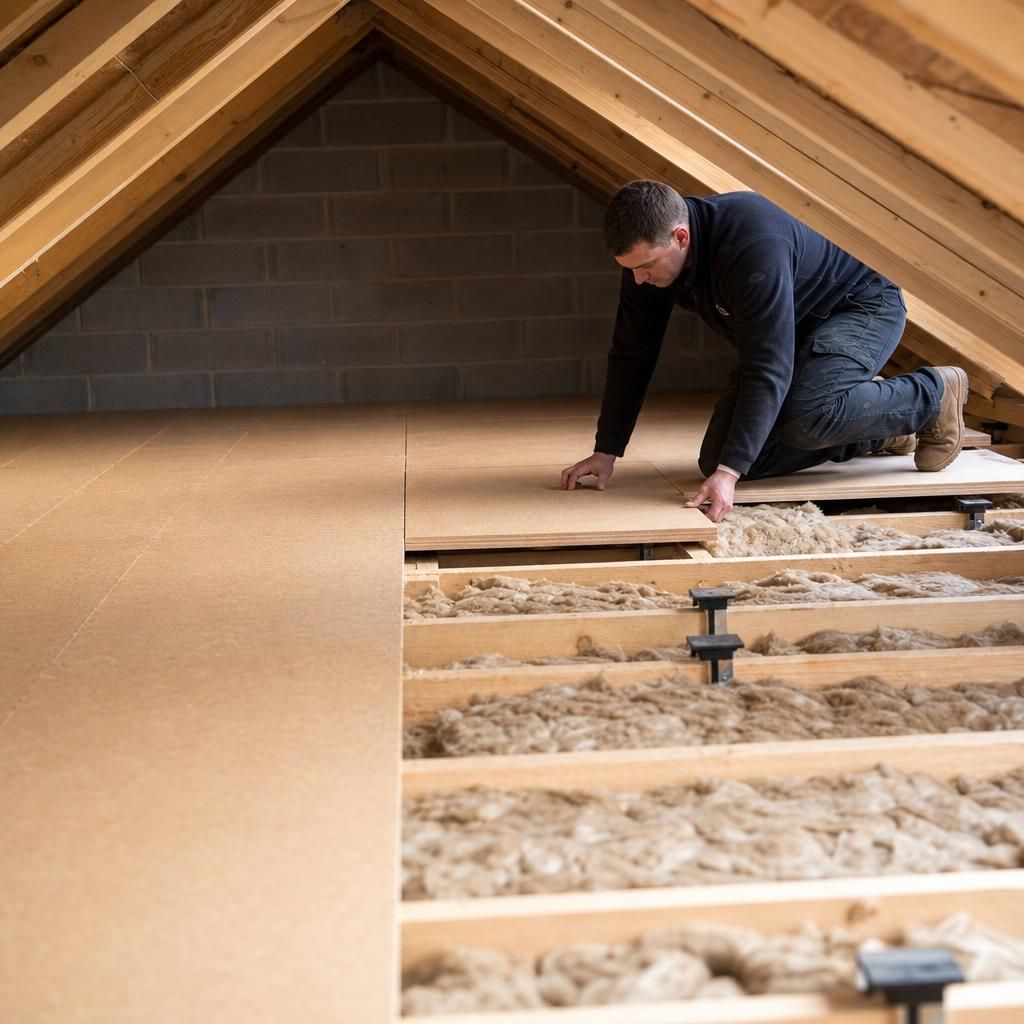 Professional installing loft boarding