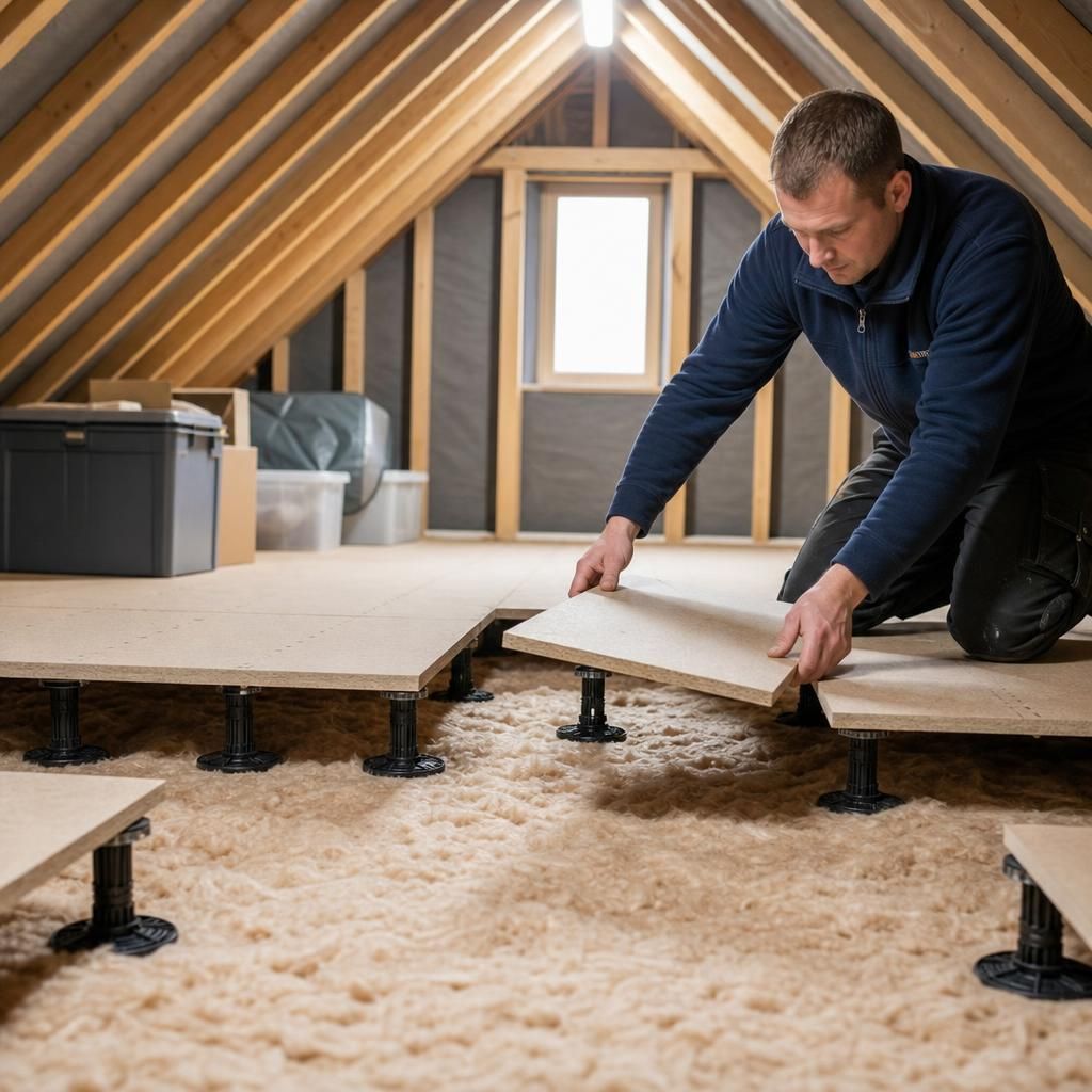Secure installation of loft board legs on joists