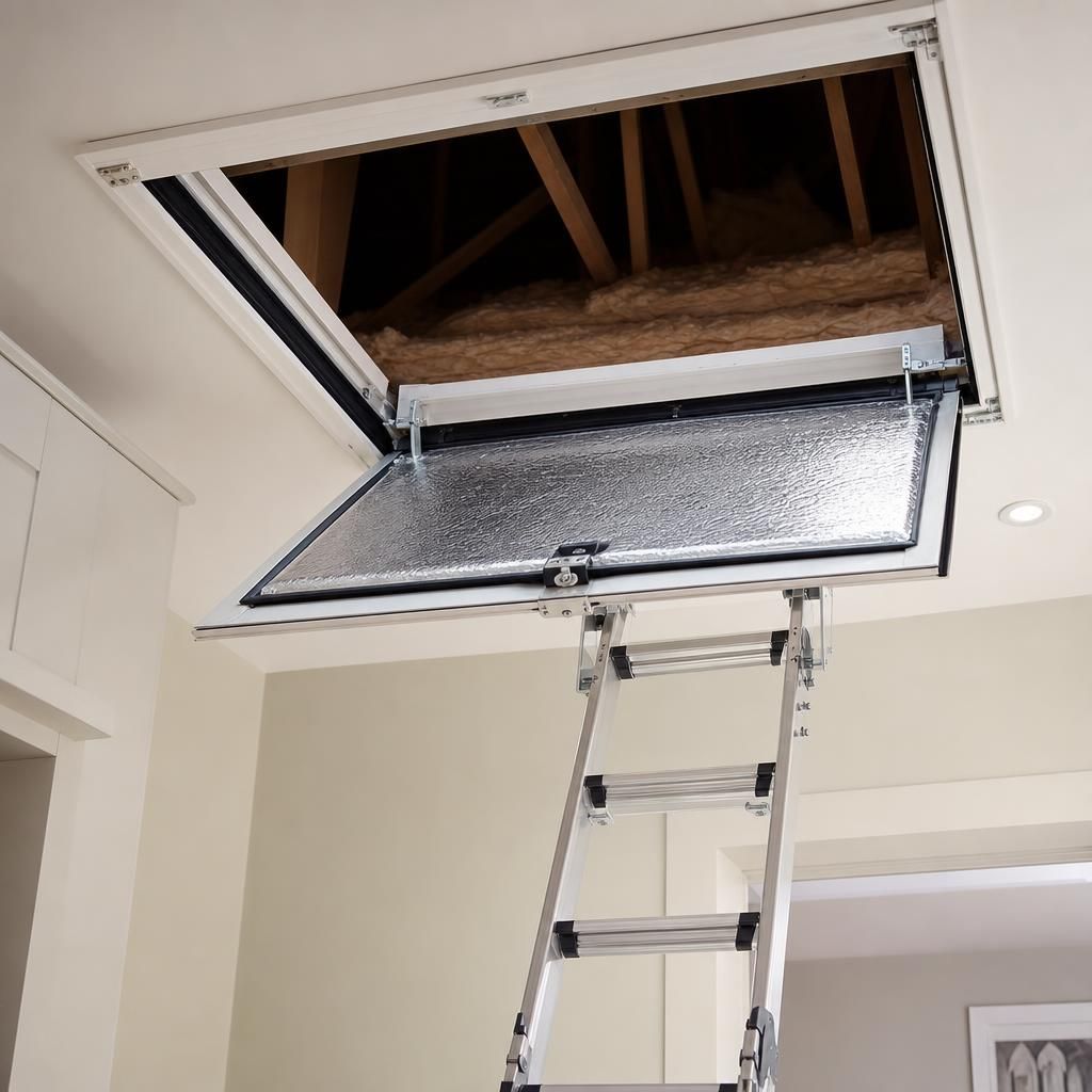 Rubber seal on an insulated loft hatch