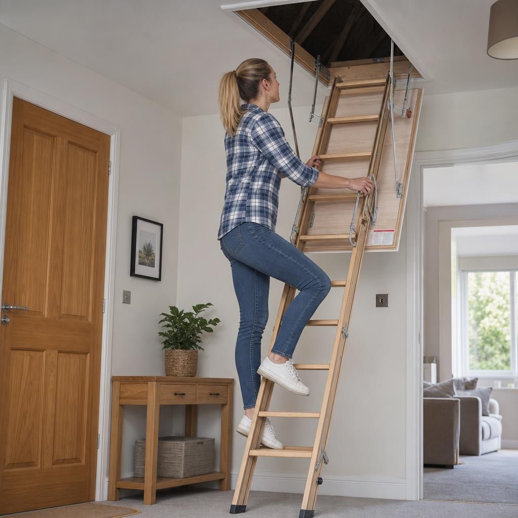 Steel loft ladder with a reinforced structure