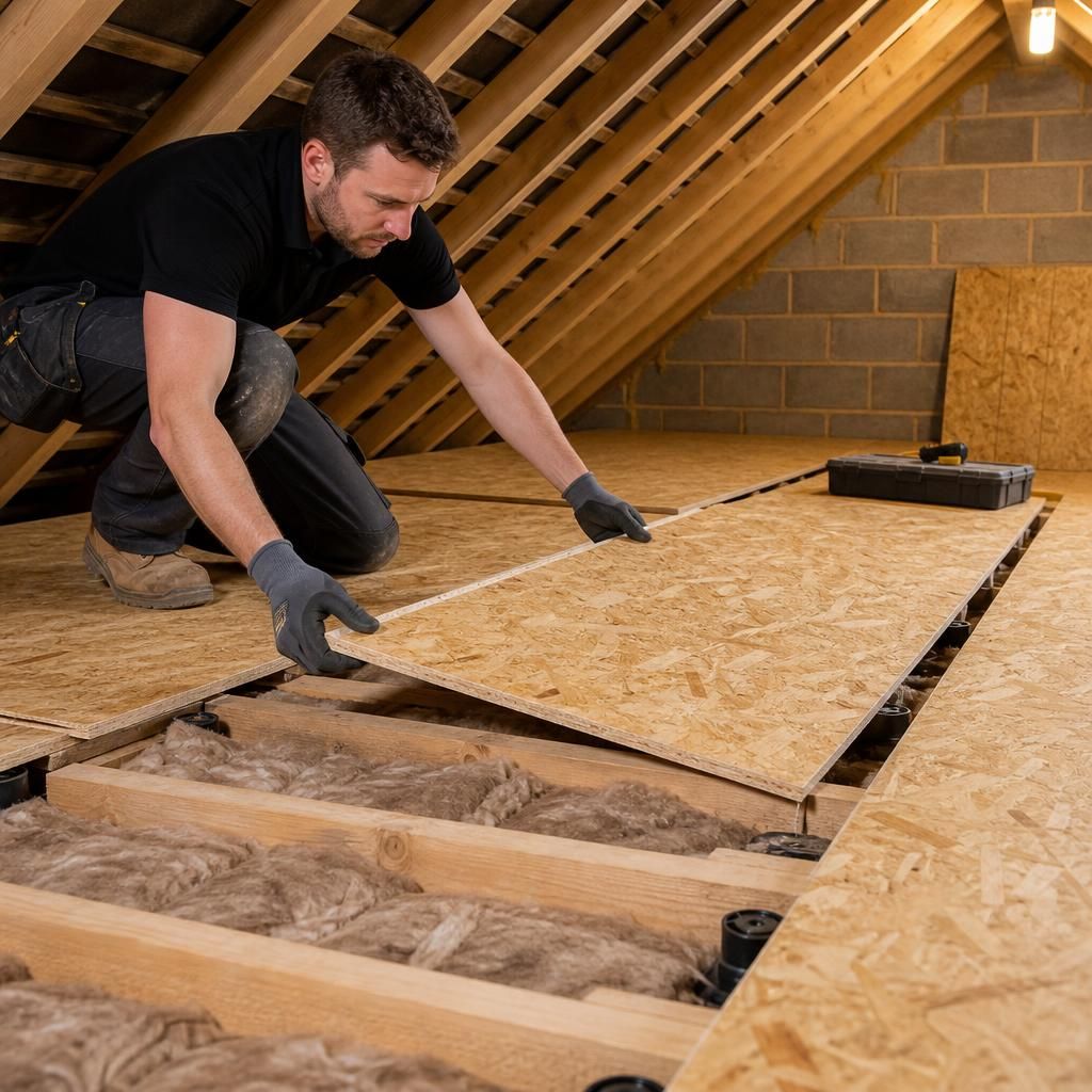 Example of raised boarding system in a loft