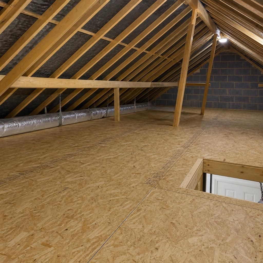 Close-up of 22mm OSB loft panel