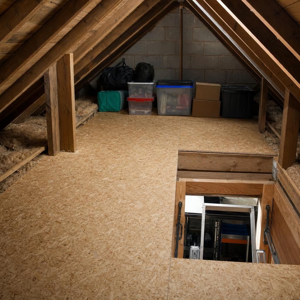 Process of installing OSB panels in a loft