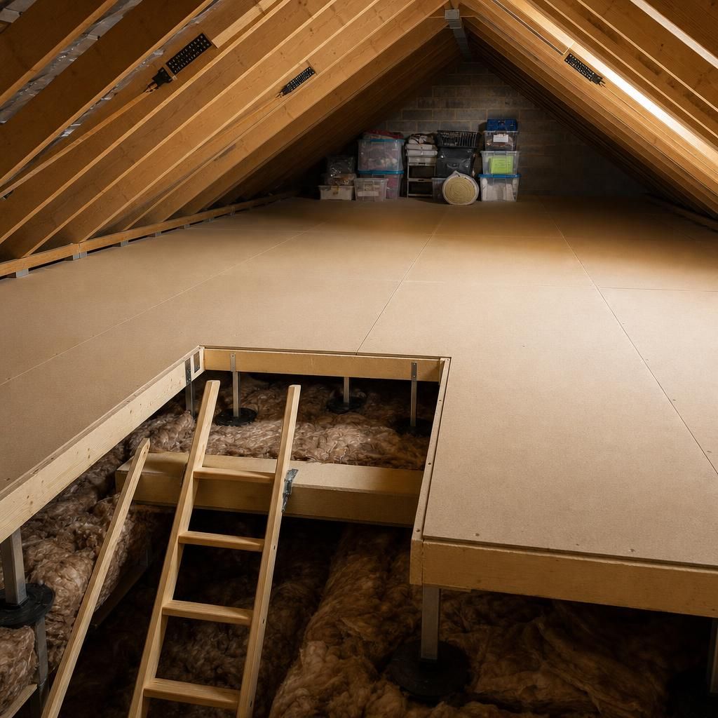 Raised boarding system for loft storage