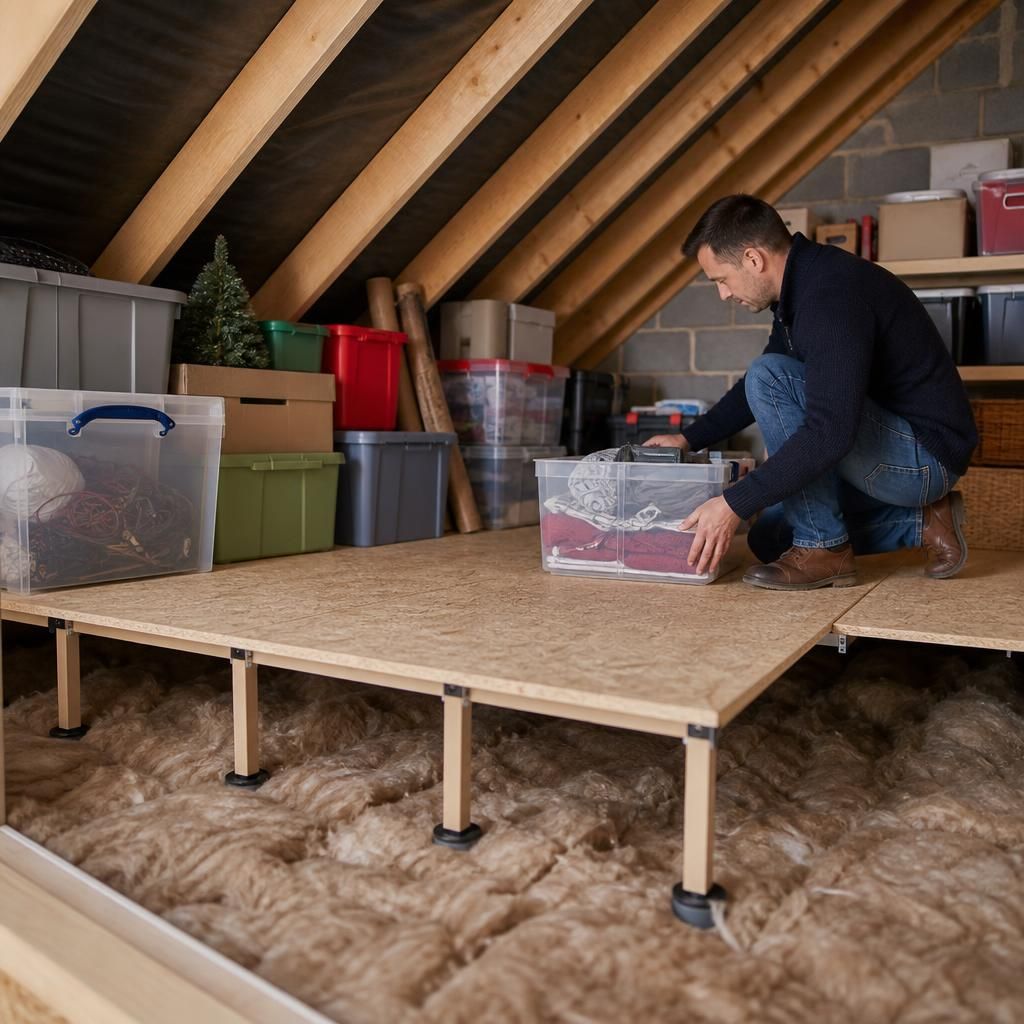 Person performing load capacity assessment in a loft