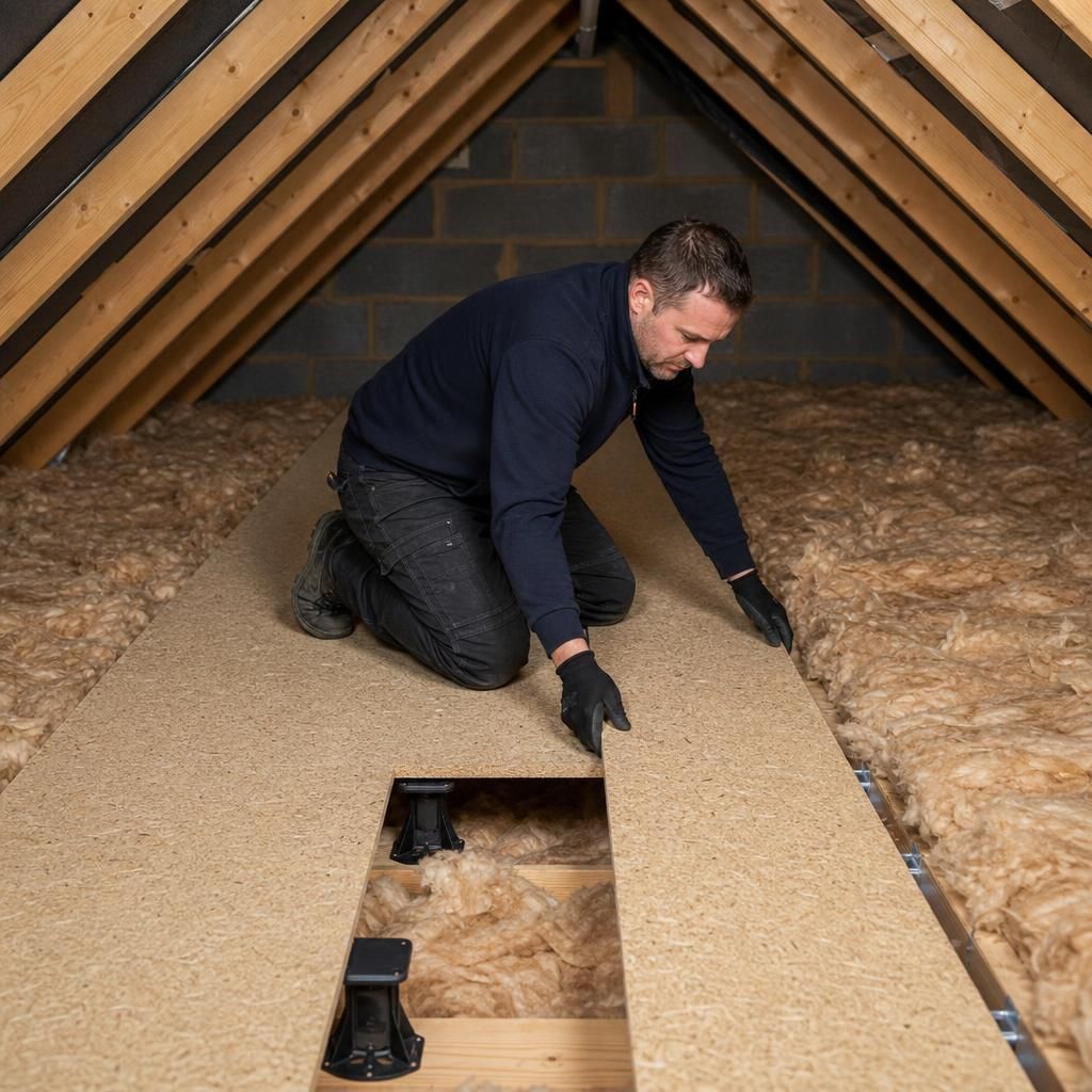 Loft crawl boards installed across joists