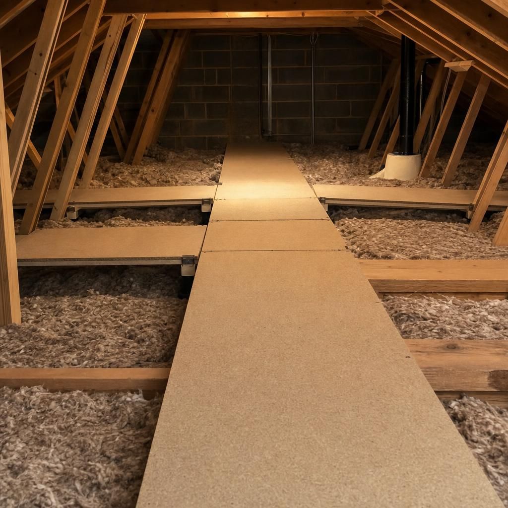 Raised loft flooring maintaining insulation space