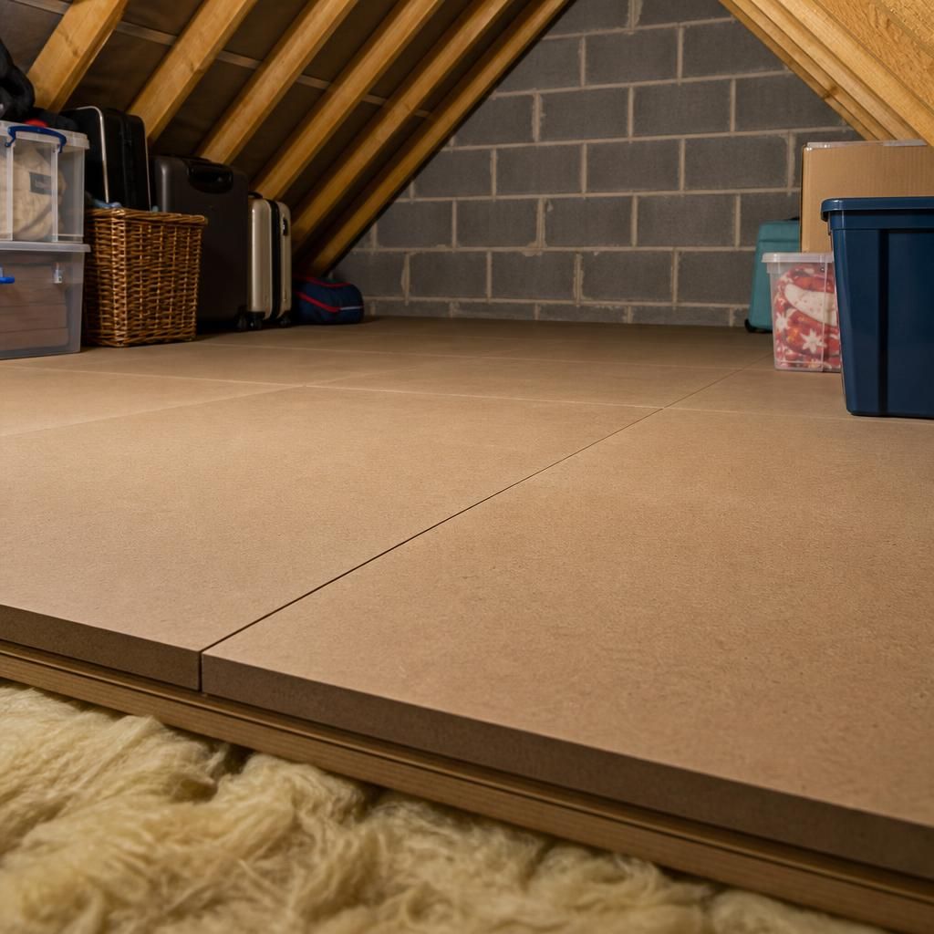 Illustration of interlocking tongue and groove loft boards