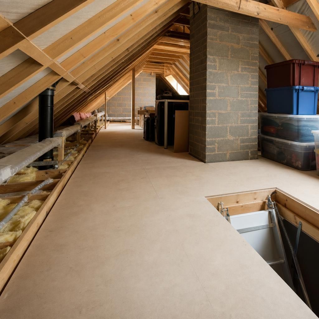 Different thicknesses of loft boards stacked