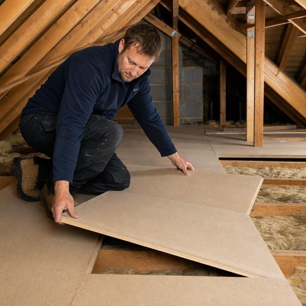 Individual installing loft boards