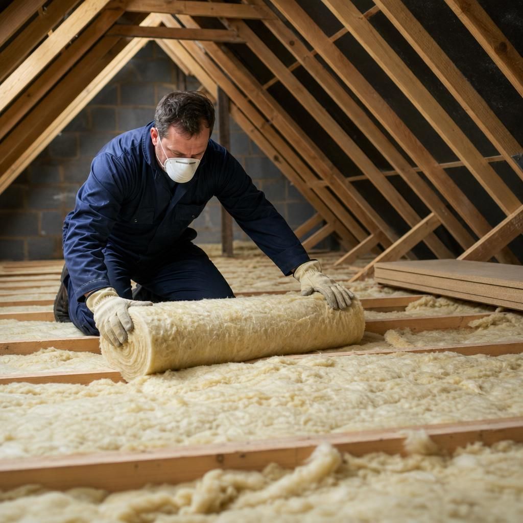 Loft boarding with insulation installed