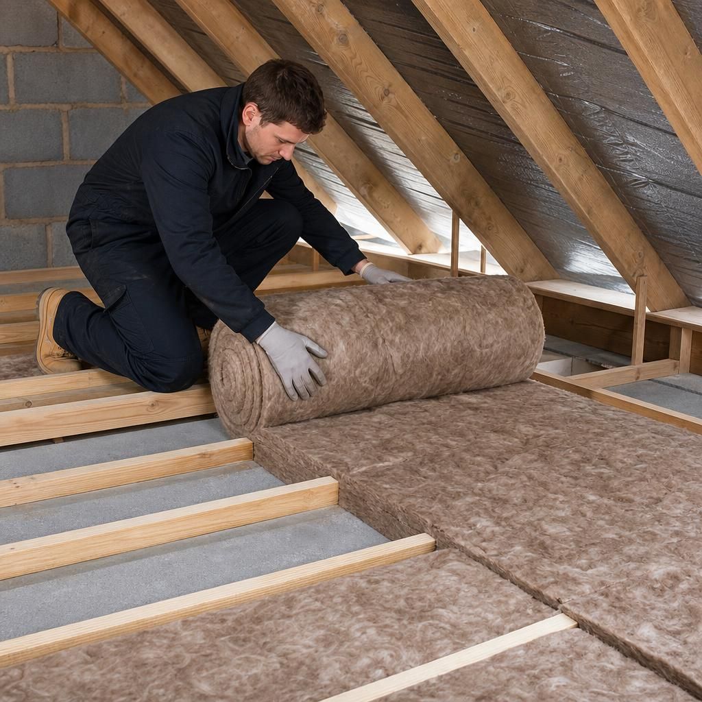 Stone wool panels used for loft insulation