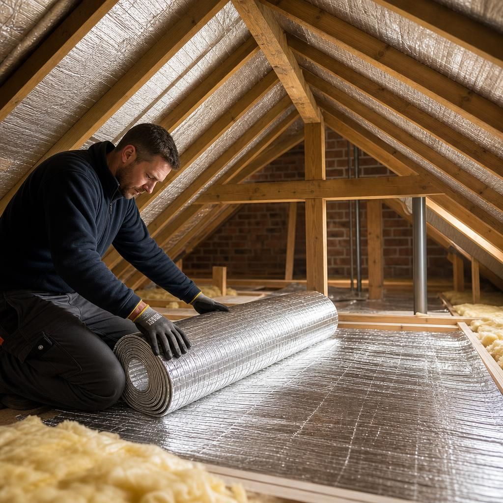 Installing foil insulation in a loft