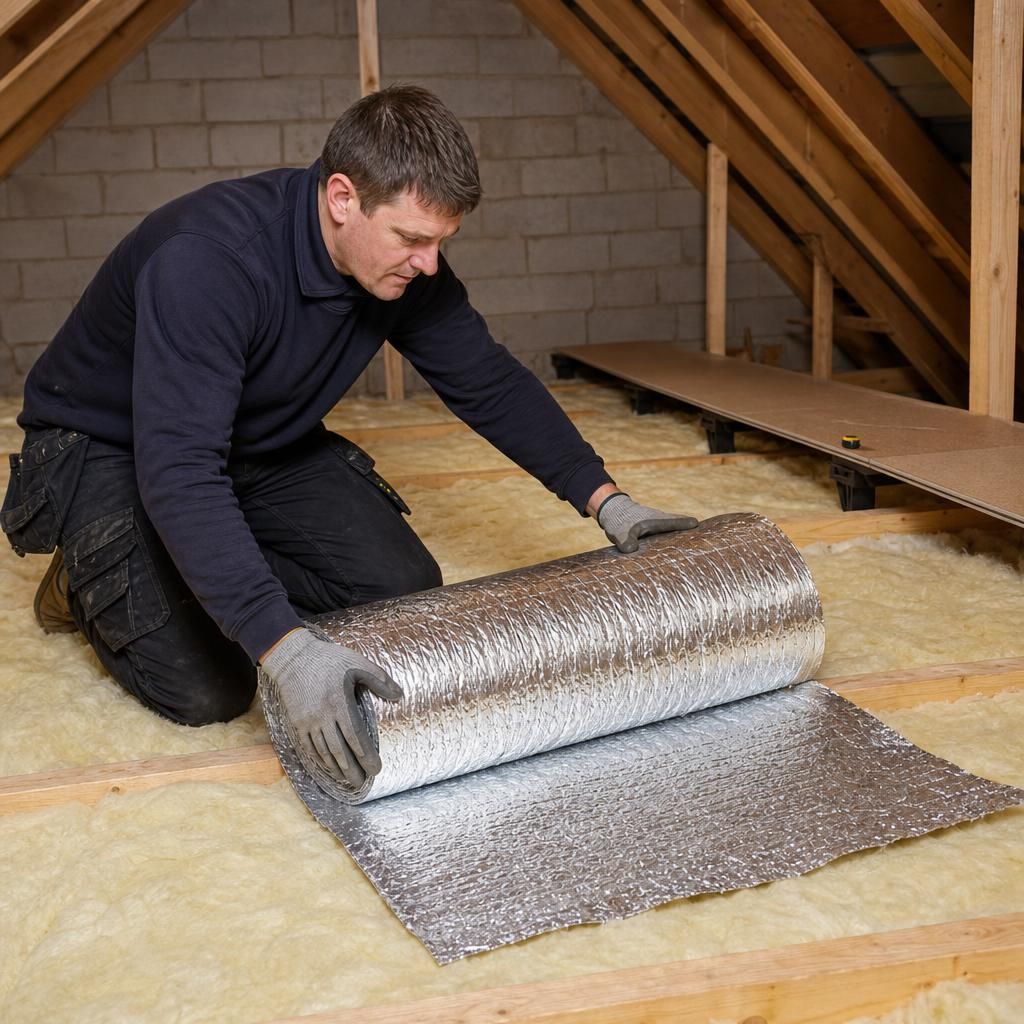 Stack of multi-layered foil insulation rolls