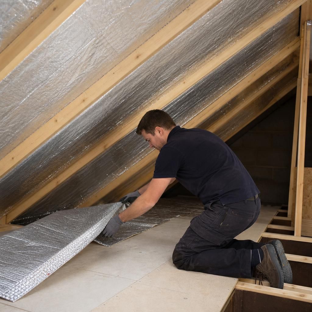 Raised boarding system over foil insulation