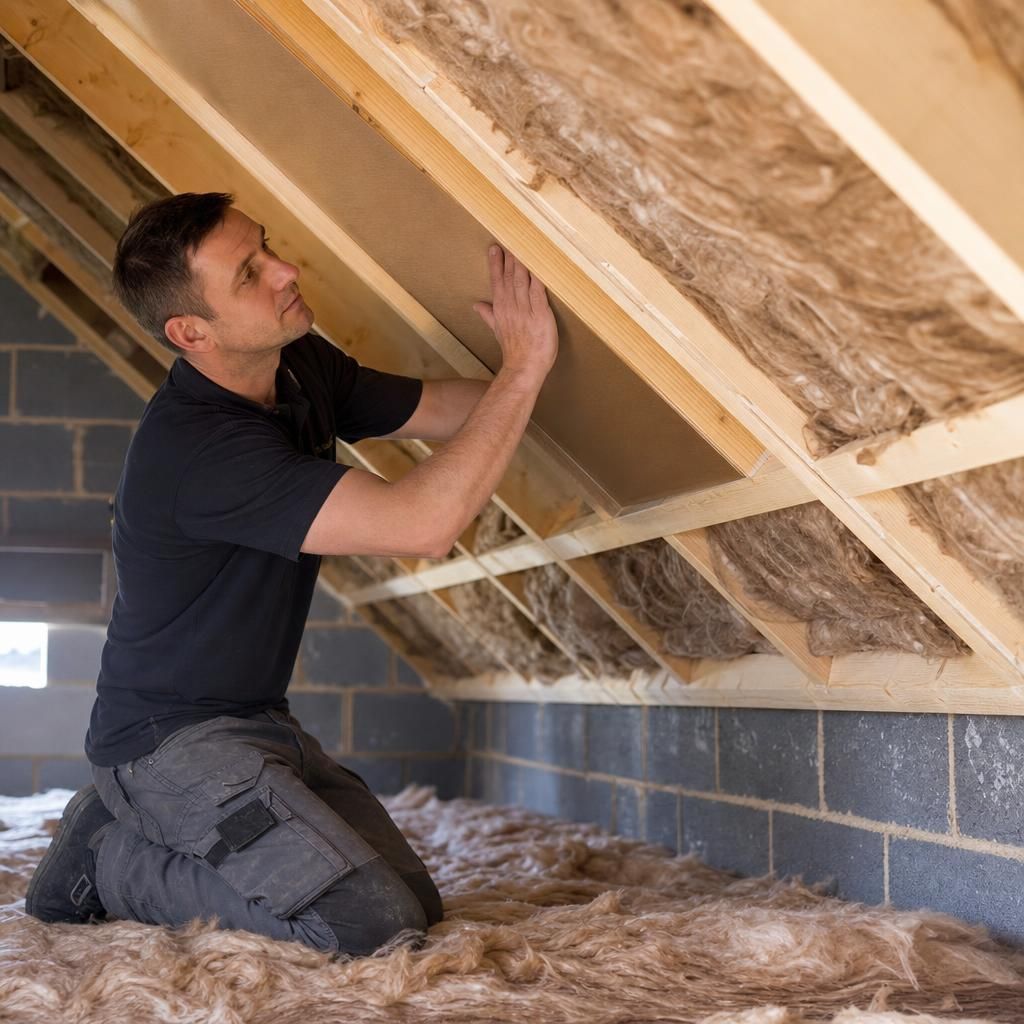 PIR boards installed in a loft