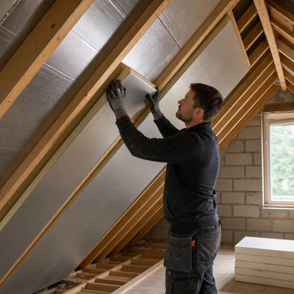 Close-up of PIR insulation board