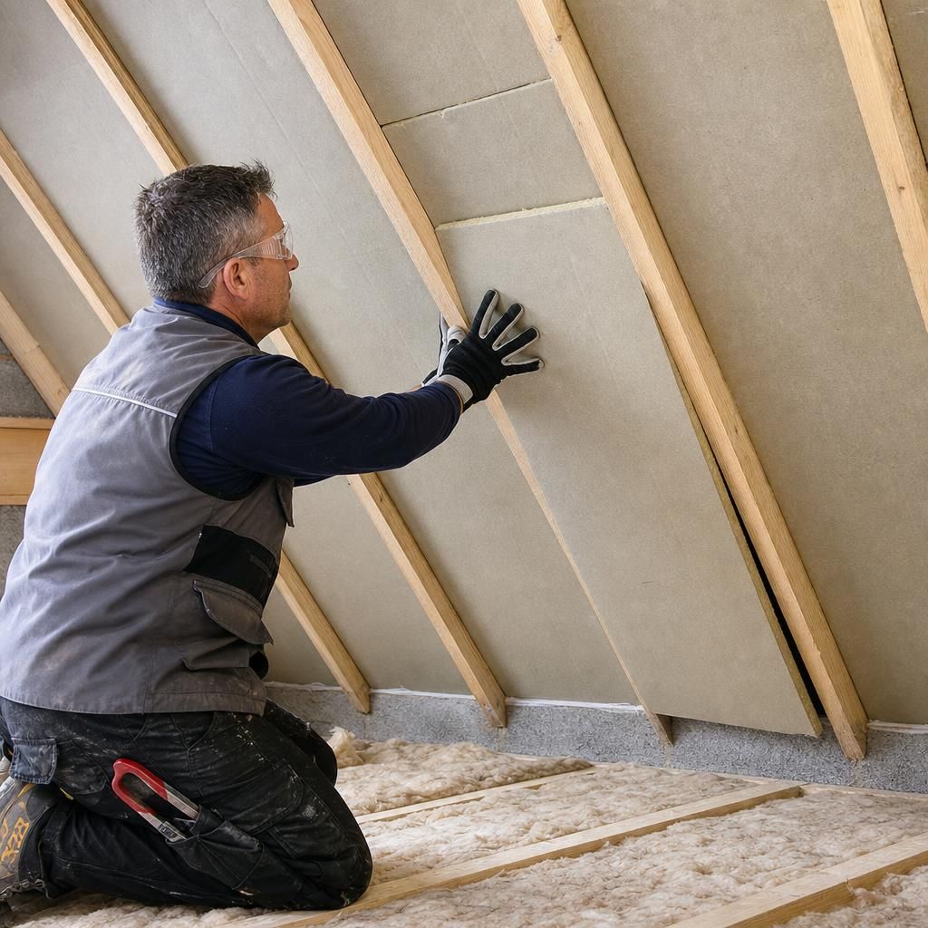 Mineral wool insulation board close-up