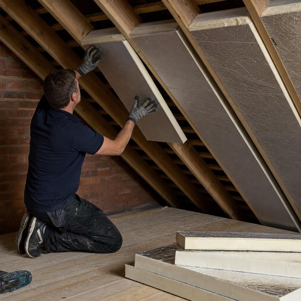 Loft baffles installed with insulation