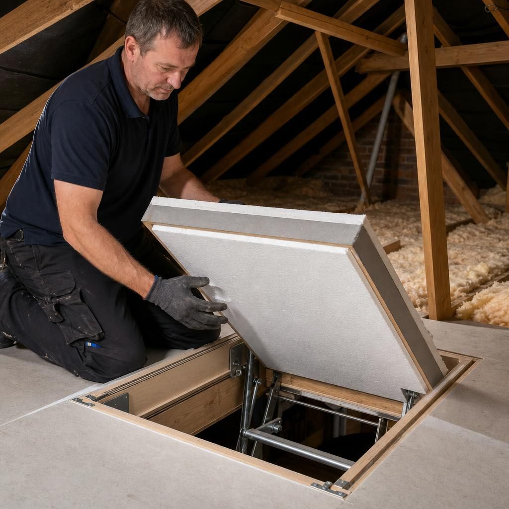 Touch Latch Installed on Loft Hatch