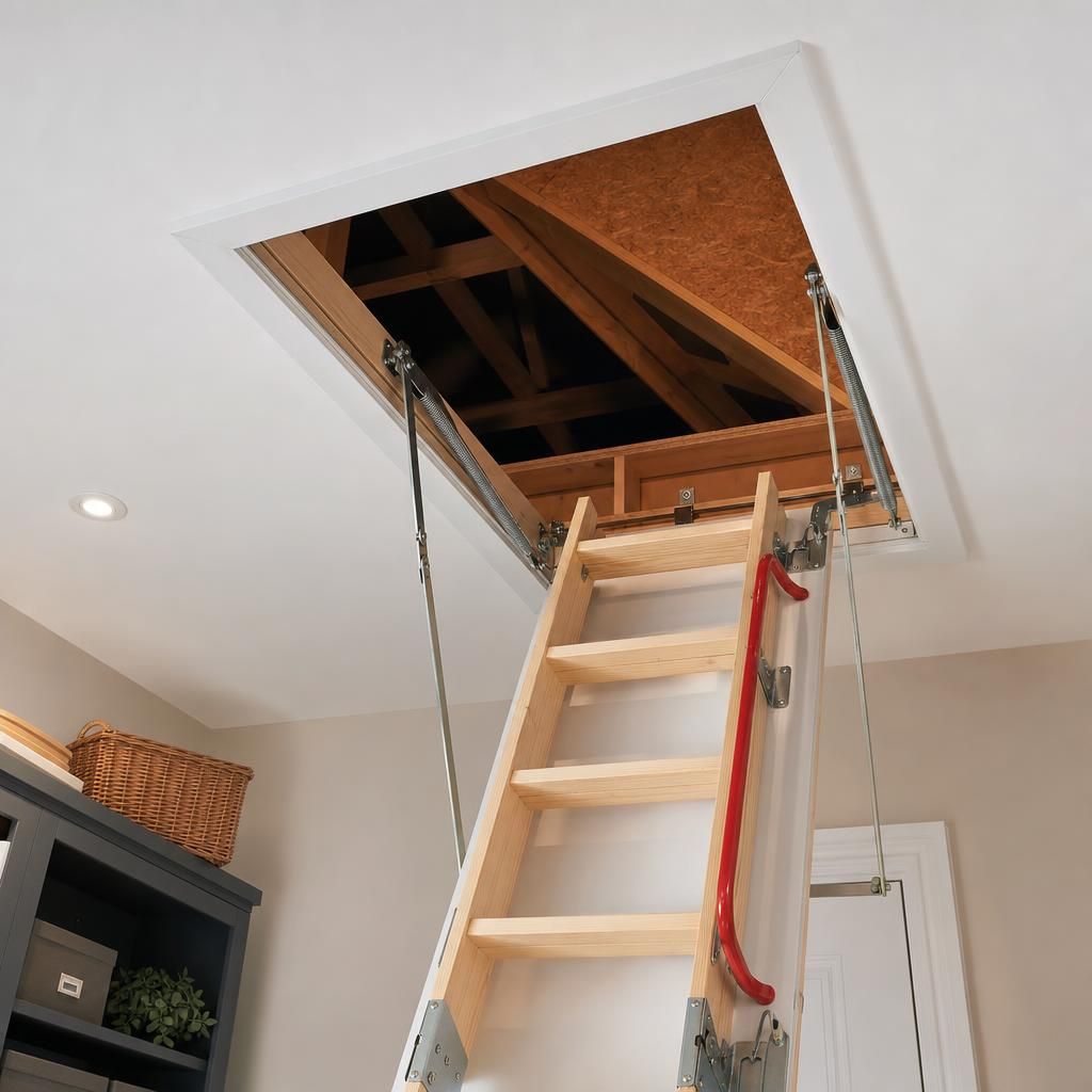 Drop-down loft hatch