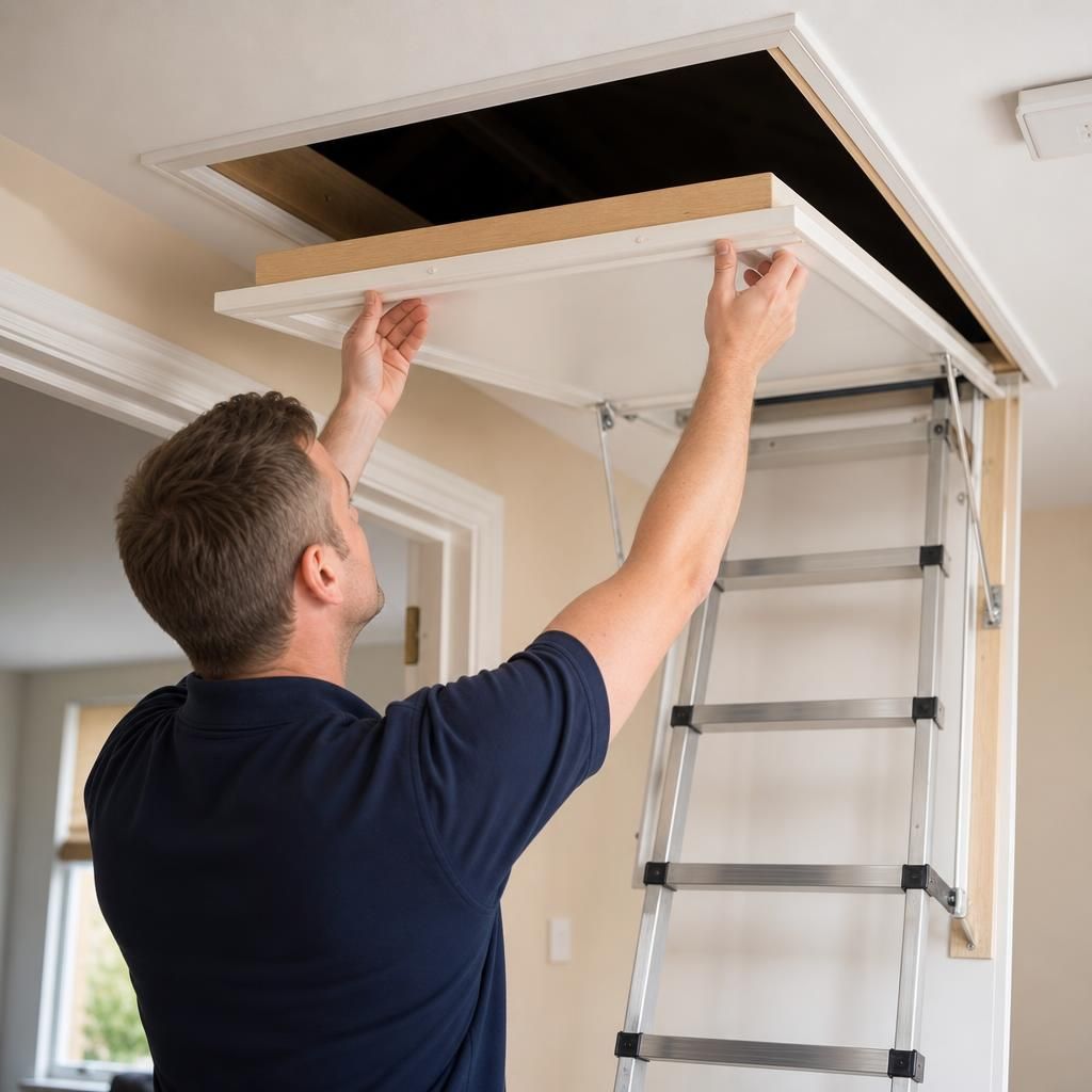 Professional hinged loft hatch installation