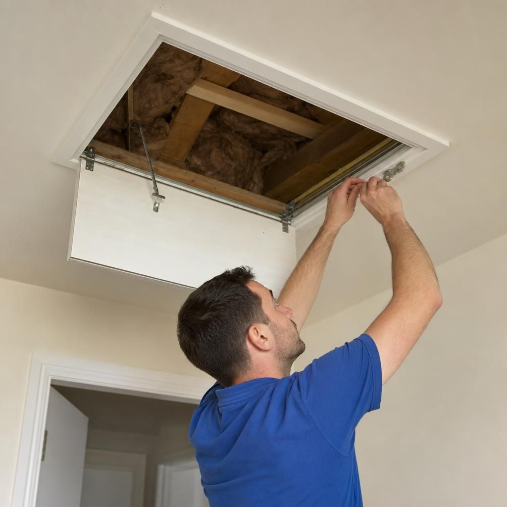 Drop-down loft hatch with modern design