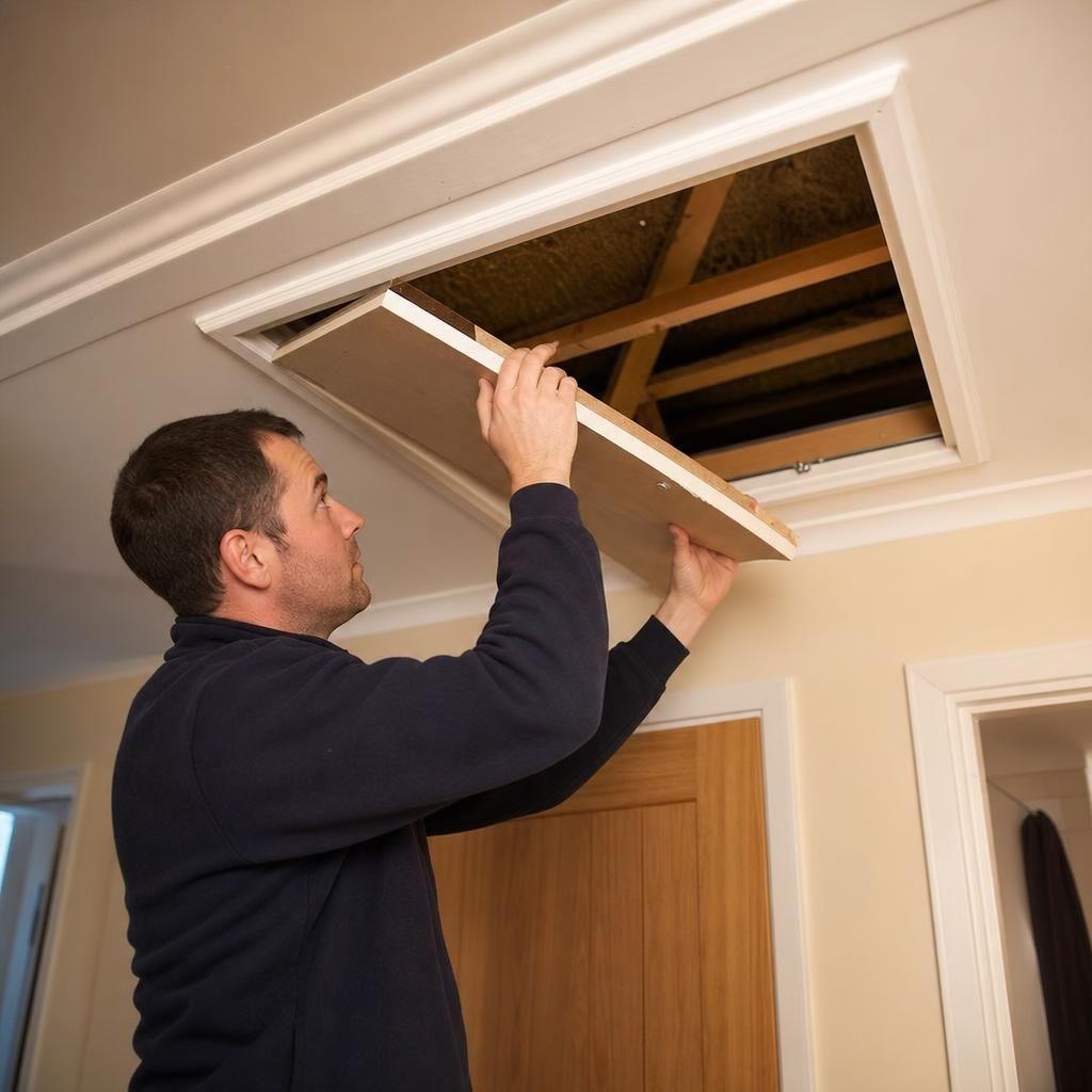 Telescopic loft ladder fitting with loft hatch