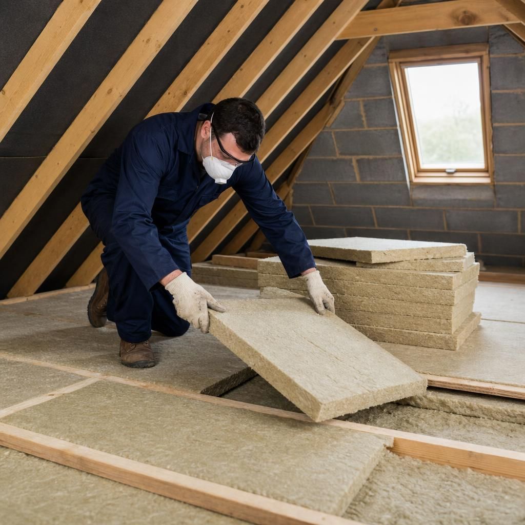Polystyrene sheets installed in a loft