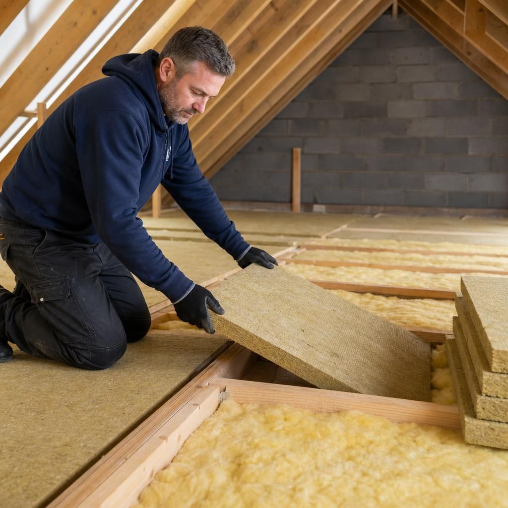 A homeowner installing a loft ladder