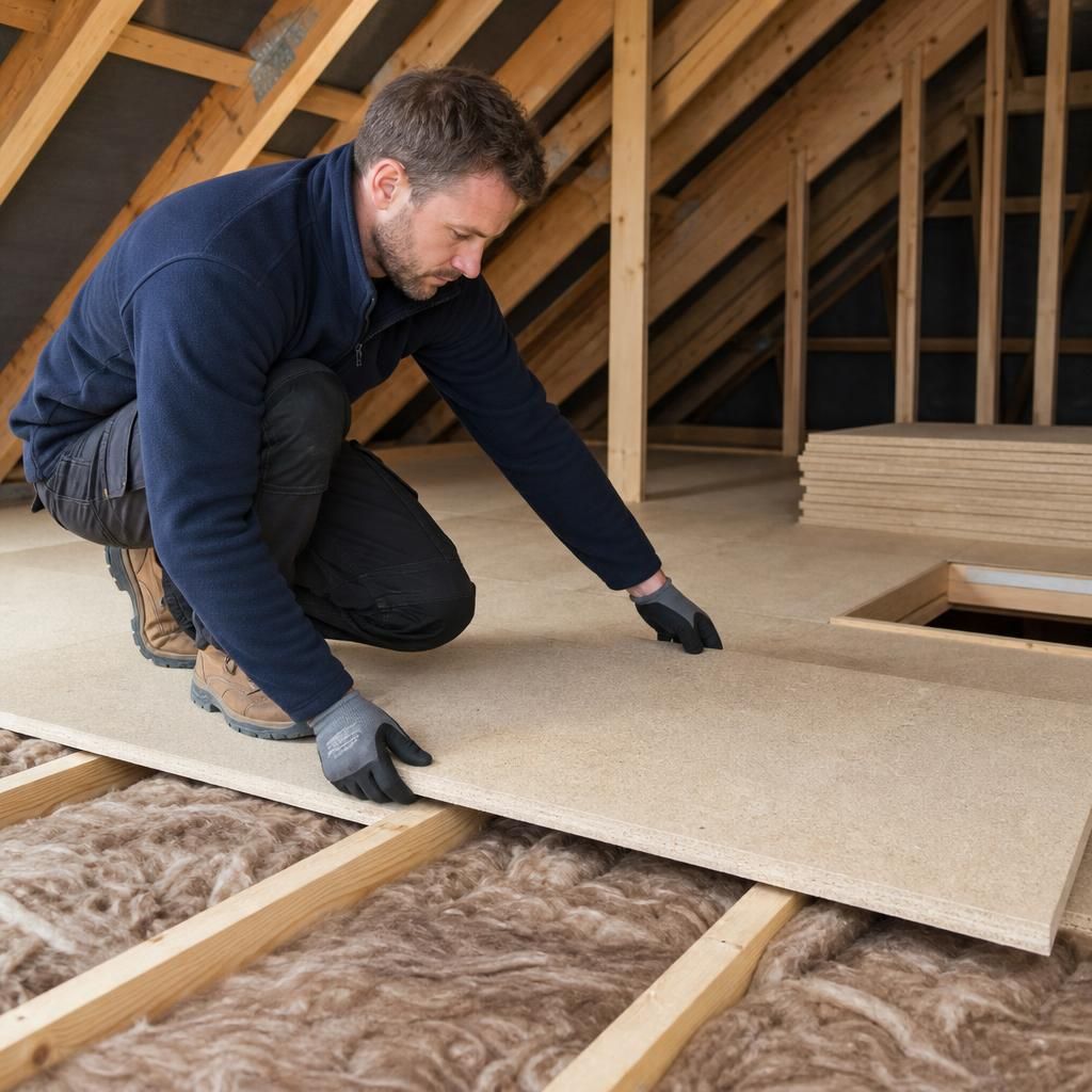 Close-up of Chipboard Walk-On Loft Insulation Boards