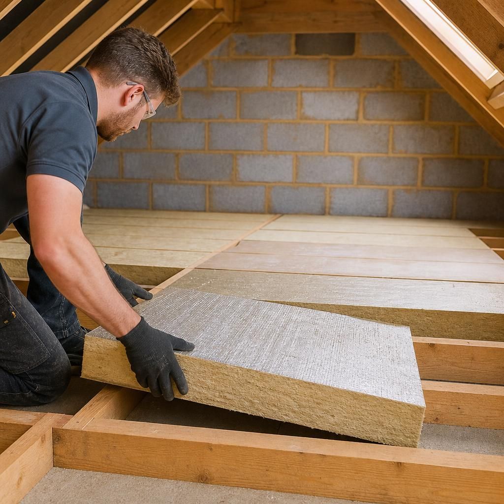 Cross section of an insulated loft space