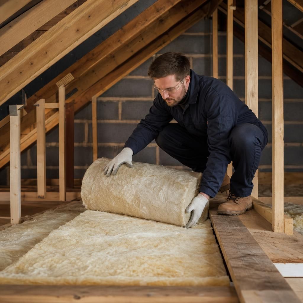 Mineral wool insulation installed in a loft