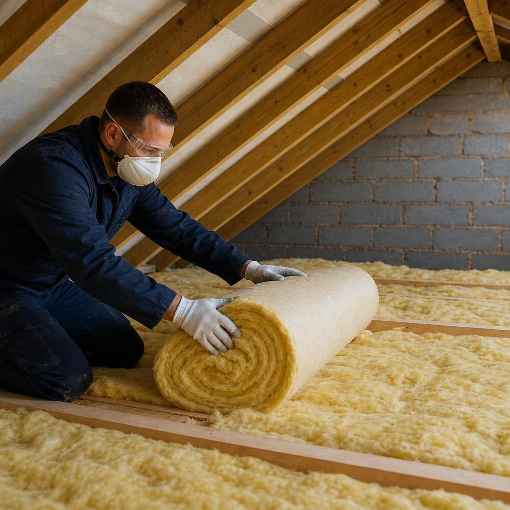 Spray foam being applied in a loft