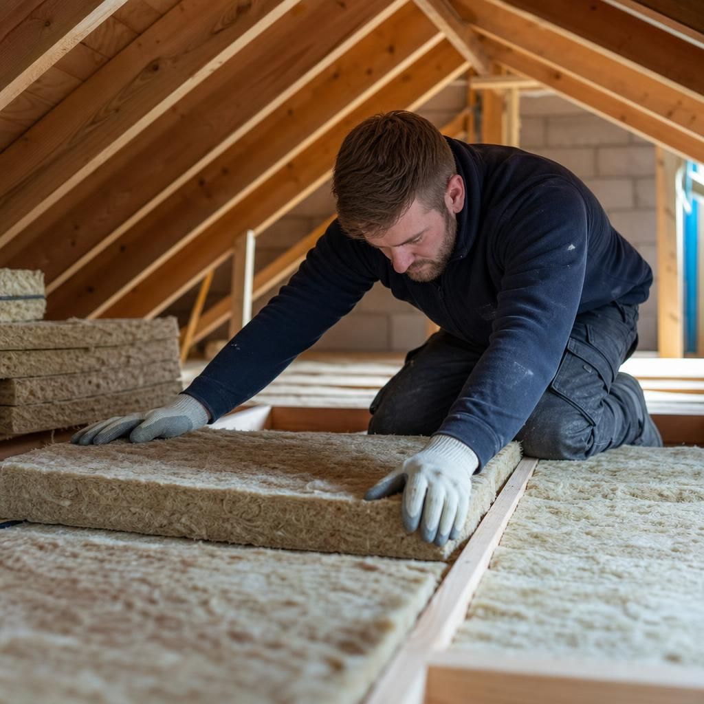 Cross-section showing insulation thickness in a loft