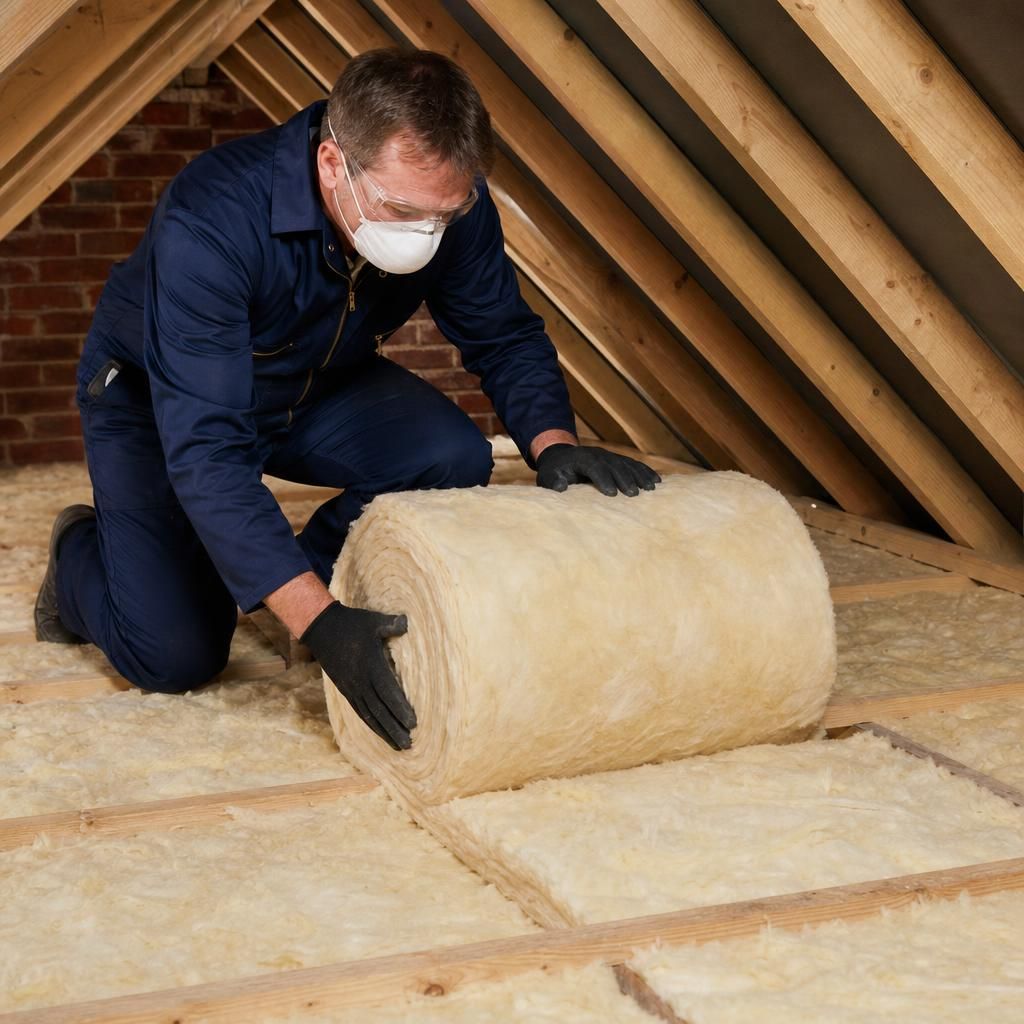 DIY loft insulation installation in progress