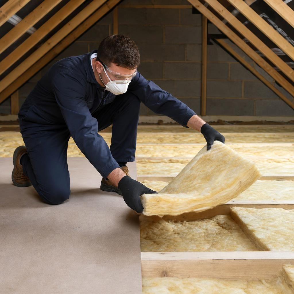 Reflective foil insulation being installed
