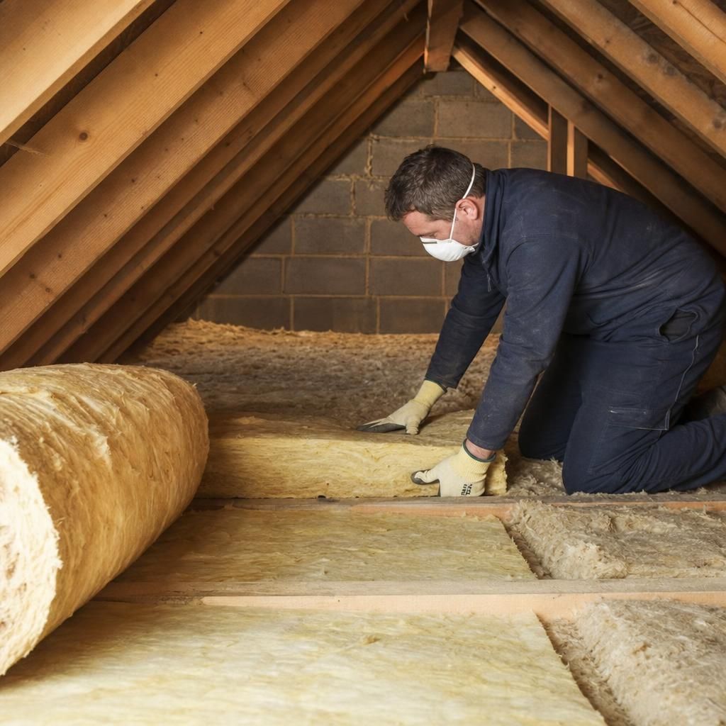 Blown-in cellulose in loft space