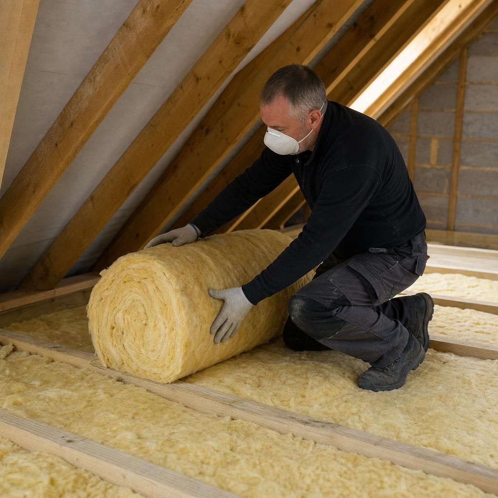 Installer fitting loft insulation