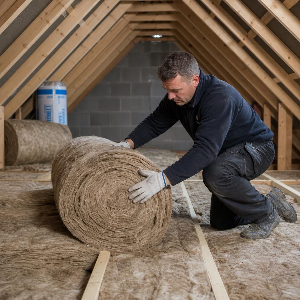 Fibreglass loft insulation rolls