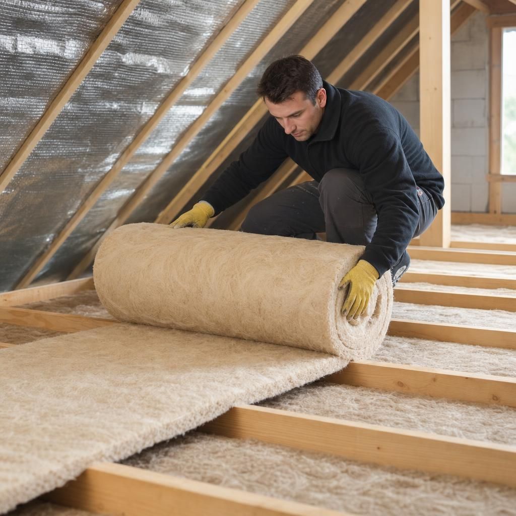 Mineral wool loft insulation rolls